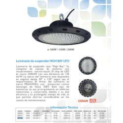 LUMINARIA DE SUSPENDER UFO HIGHBAY 200W LD SUNLEAF