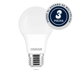 PACK DE 3 FOCOS LED VALUE A60 9W 127V LUZ CÁLIDA OSRAM