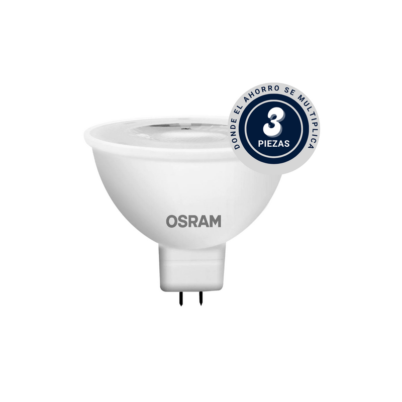 PACK DE 3 FOCOS MR16 LED VALUE 5W 100-240V LUZ CÁLIDA OSRAM