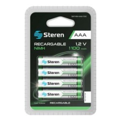 Paquete de 4 pilas recargables de alta capacidad "AAA" NiMH 1100 mAh Steren