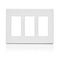 PLACA DE PARED SIN TORNILLOS 3 VENTANAS COLOR BLANCO DECORA LEVITON