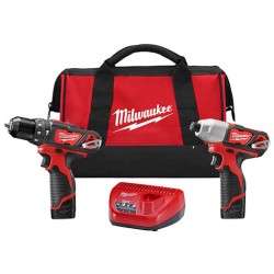 COMBO TALADRO Y LLAVE DE IMPACTO M12  INALÁMBRICOS CON BATERÍA Y CARGADOR MILWAUKEE